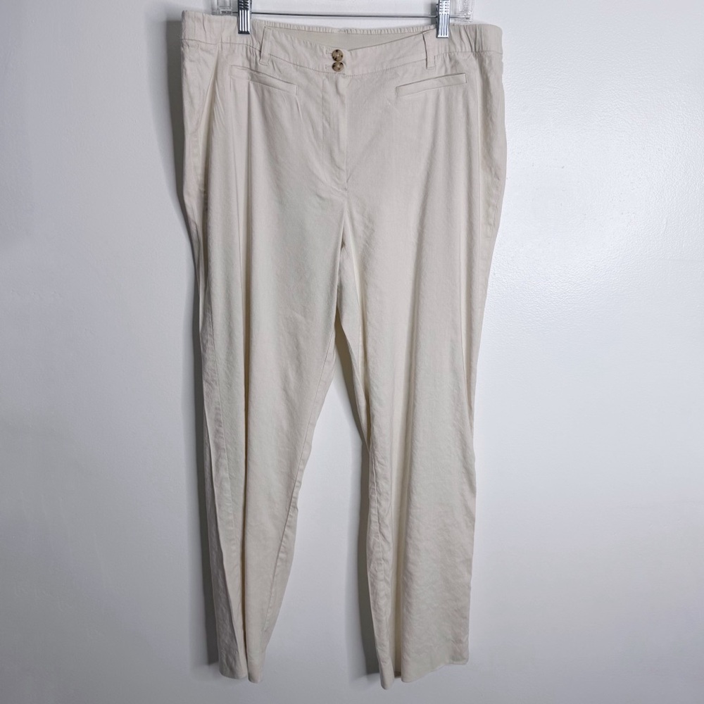 J. Jill‎ Linen Stretch Beige Straight Leg Pants Size 18 Casual Workwear Comfort